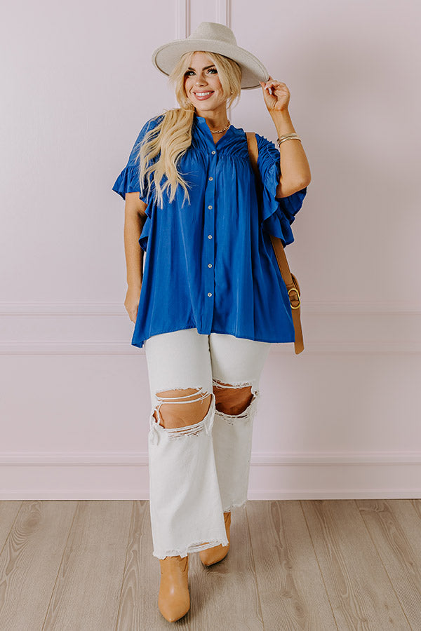 Premium Royal Blue Flowy Shift Top | Ultimate Summer Style