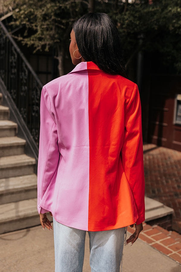 Premium Color Block Blazer for Memorable Meetings