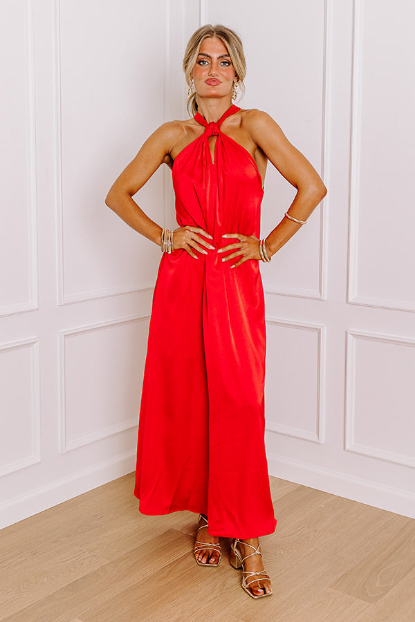 Premium Bali Date Night Satin Maxi Dress in Red - Ultimate Elegance