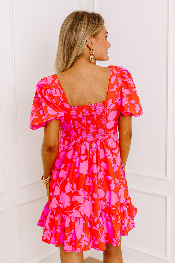 Premium Floral Destiny Dress - Scarlet Elegance