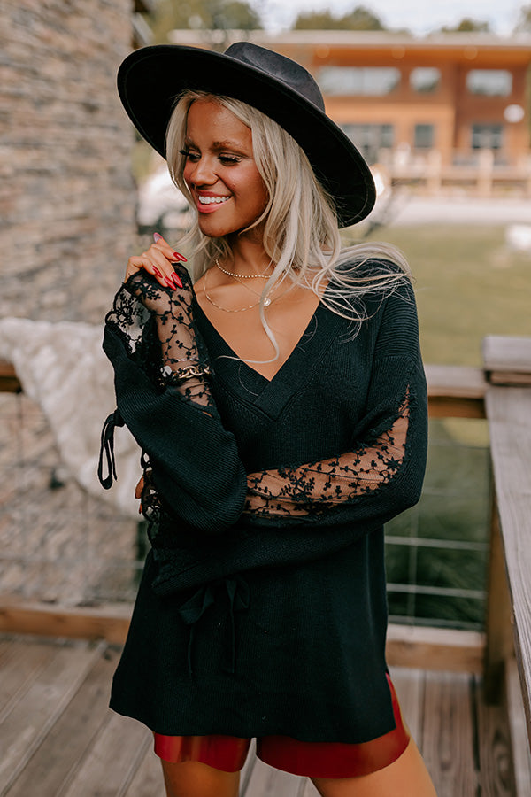 Premium Fall Essential: Lace Detail Sweater Top