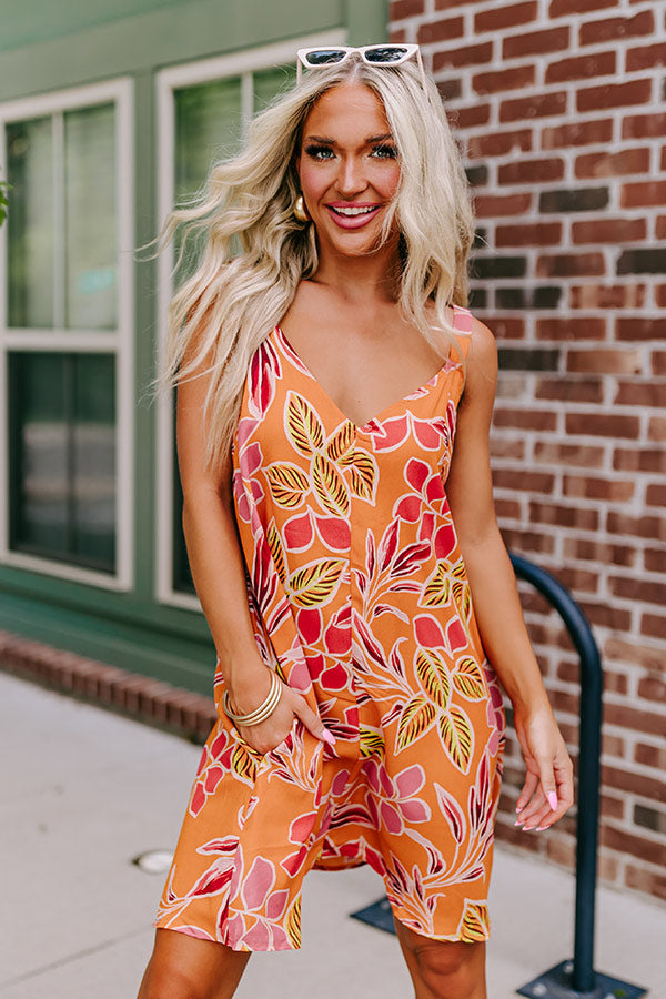 Premium Blossom Bliss Mini Dress - Sunny Orange