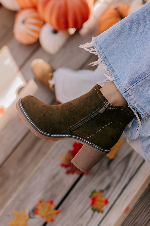 Premium Khloe Faux Suede Bootie - Ultimate Comfort in Brown