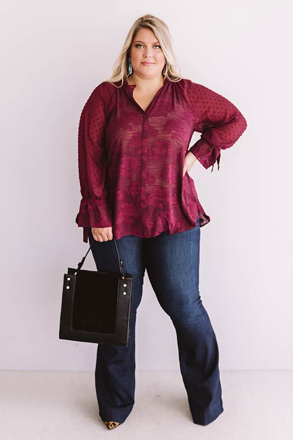 Premium Wine Curves Shift Top - Plus Size Elegance