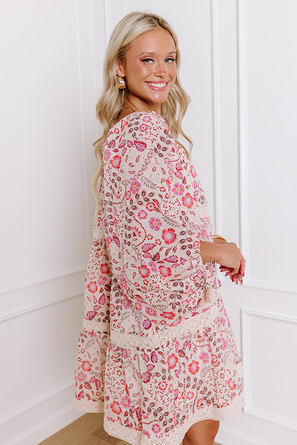 Premium Bohemian Bliss Floral Mini Dress