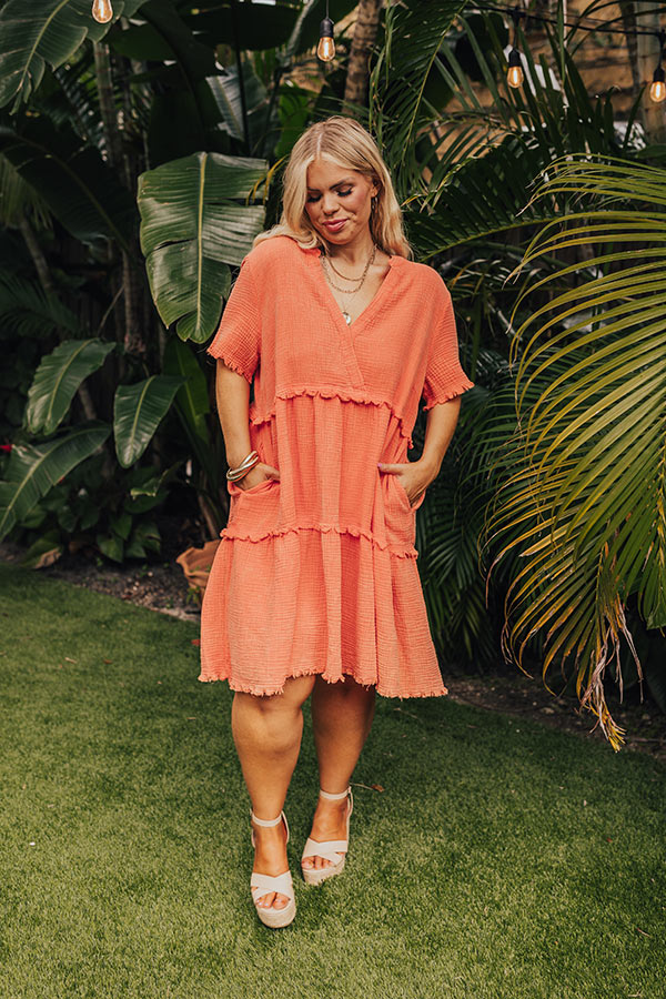 Premium Summer Mimosa Babydoll Dress - Tangerine Curves Collection