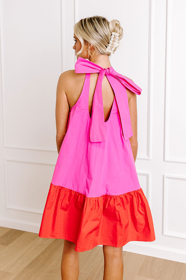 Ultimate Springtime Cocktails Color Block Dress in Bubblegum Pink