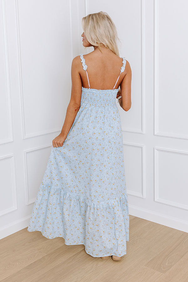 Premium Boho Blooms Maxi Dress in Sky Blue – Ultimate Summer Style