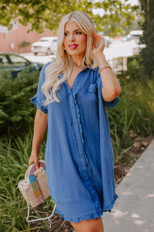 Premium Nashville Stroll Shift Dress - Blue Curves