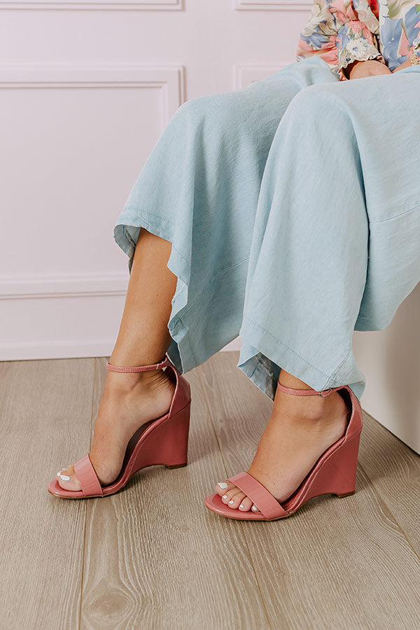 Premium Penelope Patent Wedge - Dark Blush Elegance