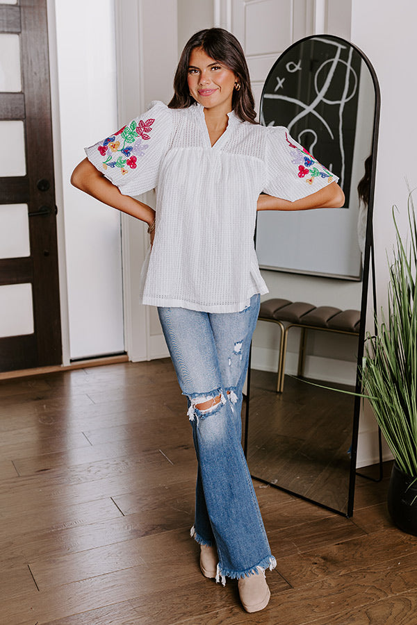 Ultimate Tropical Embroidered Top - Coastal Chic Style