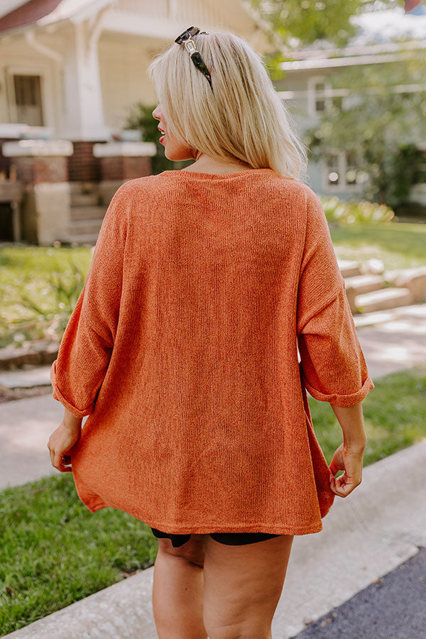 Ultimate Vineyard Vibes Knit Top - Rust Curves Edition