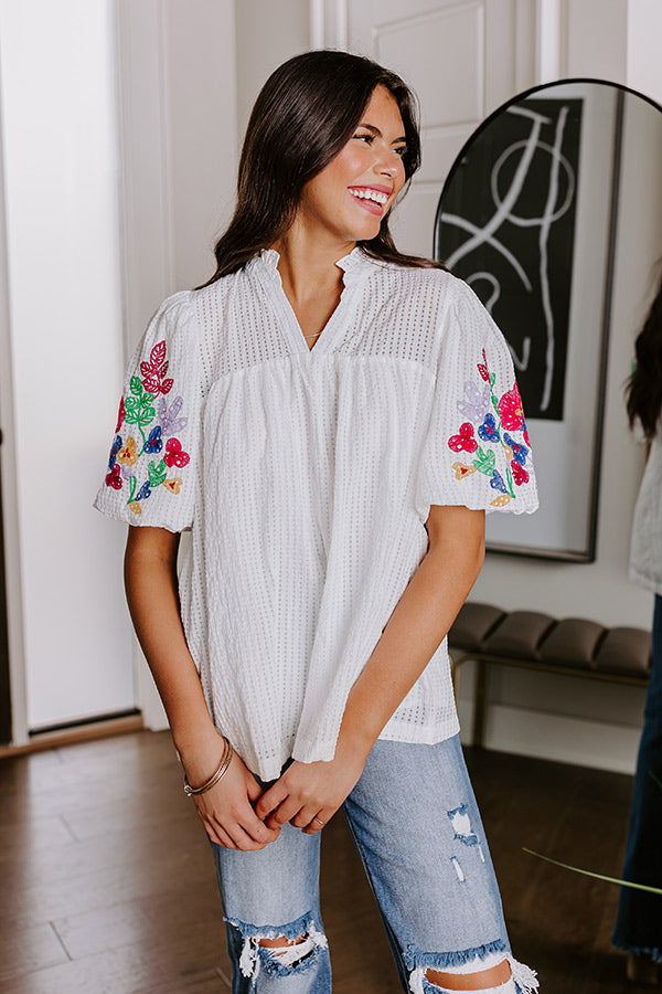 Ultimate Tropical Embroidered Top - Coastal Chic Style