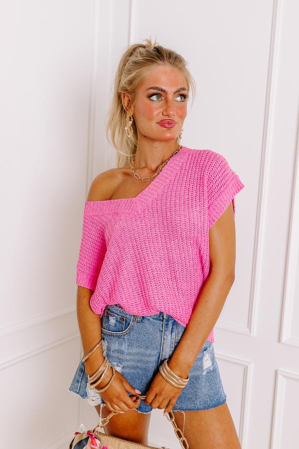 Ultimate Sunny Smiles Knit Top - Bubblegum Pink