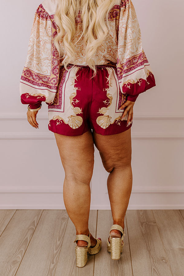 Premium Wine Curves Beach Shorts - Seashell Collection