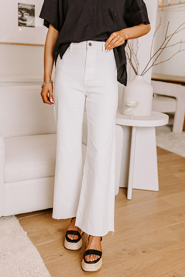 Premium Adriana High Waist Wide Leg Jean - Ivory | Trendy & Comfortable