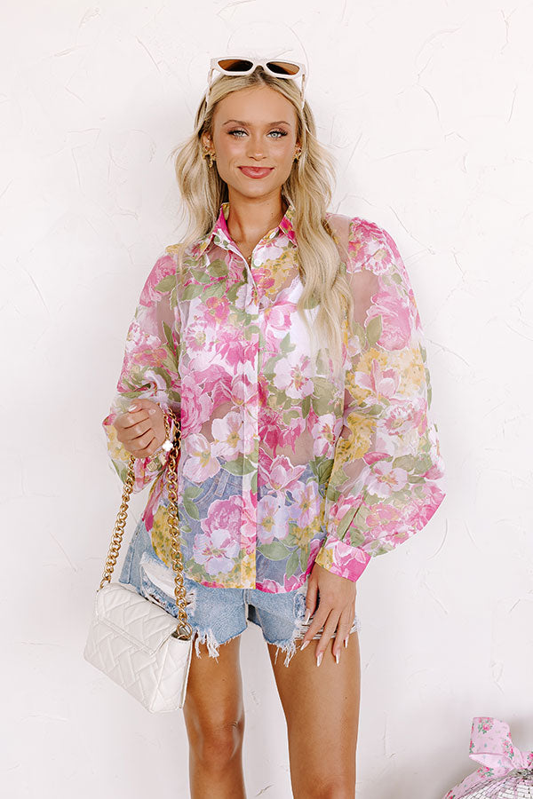 Premium Floral Organza Blouse - Garden Glamour Collection