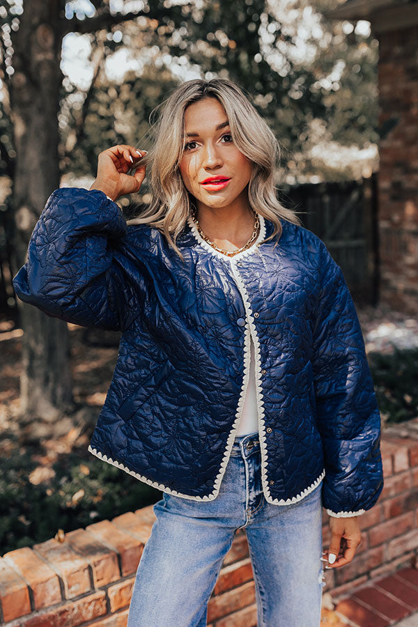 Premium Fall Festival Quilted Jacket - Navy