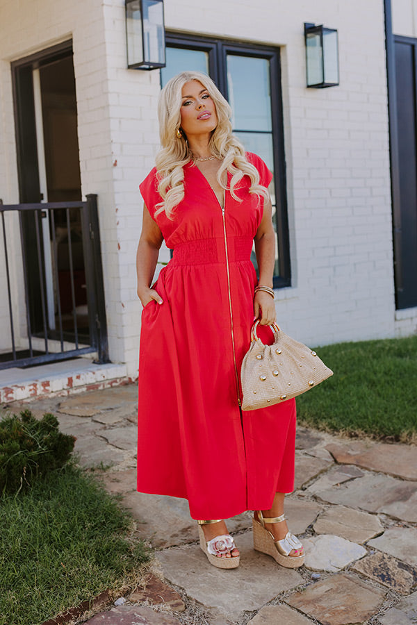 Ultimate Chic Red Curves Midi Dress