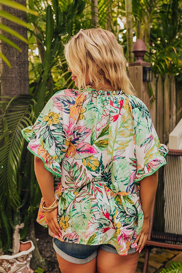 Ultimate Tropical Treasures Shift Top - Ivory Curves