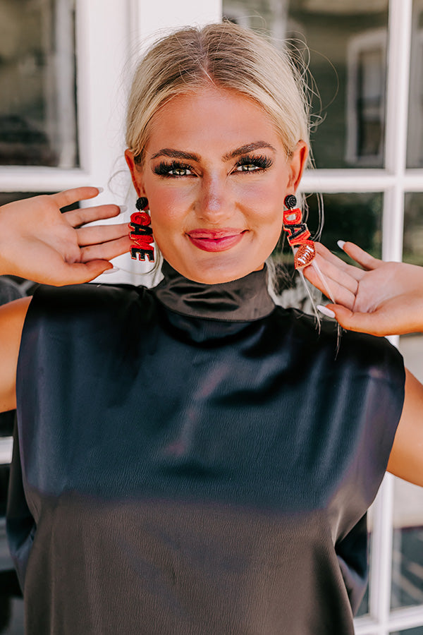 Ultimate Game Day Beaded Earrings - Red & Gold