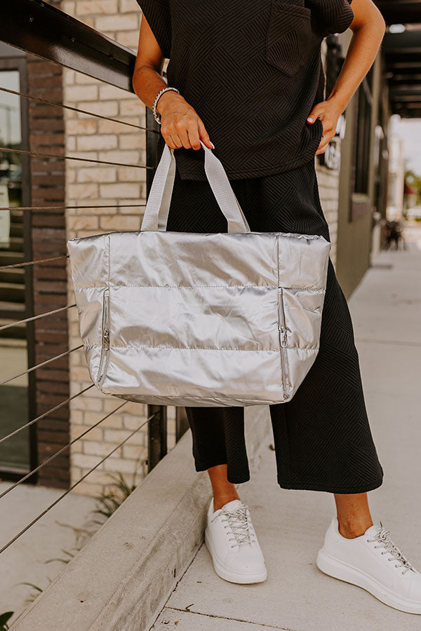 Ultimate Silver Puffer Tote - Your Stylish Weekend Companion