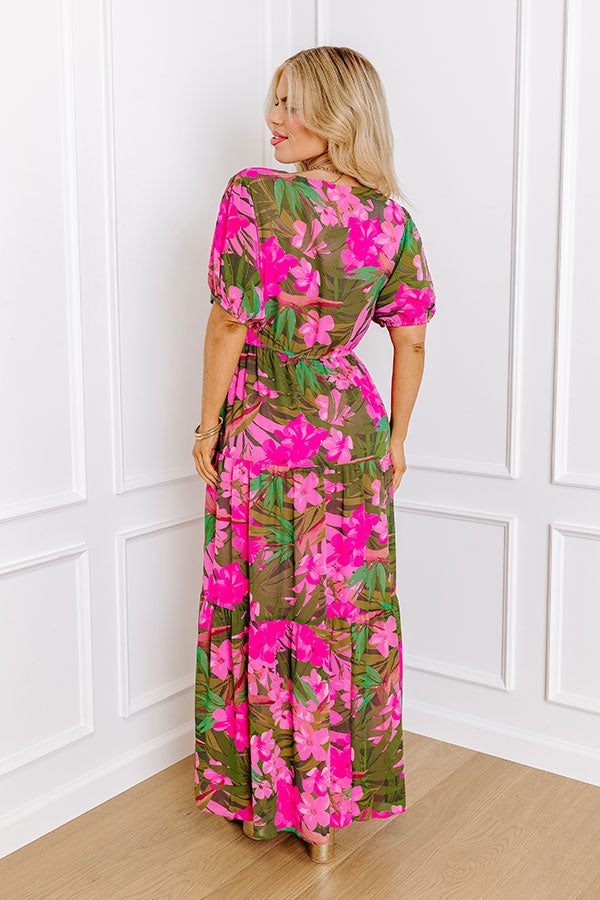 Premium Only Sunshine Floral Maxi Dress - Green Curves Collection