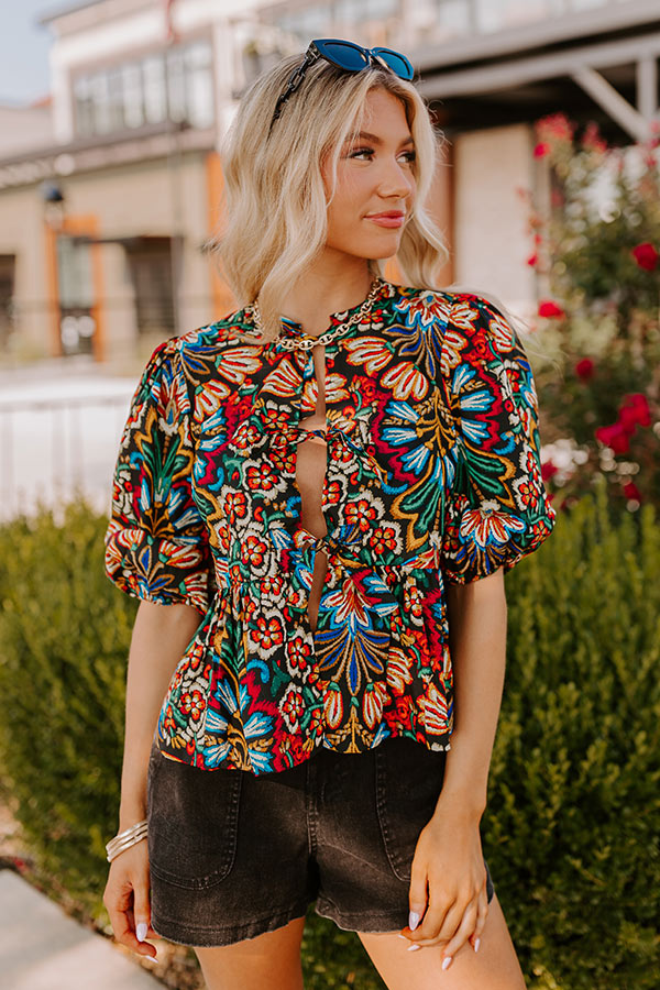 Premium Tropical Dream Front Tie Blouse