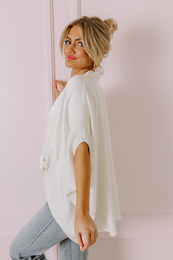 Premium Surplice Party Top - Cream | Ultimate Chic Style