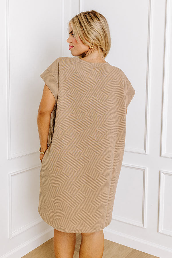 Premium Warm Taupe Curves Shift Dress – Sunny Days Collection