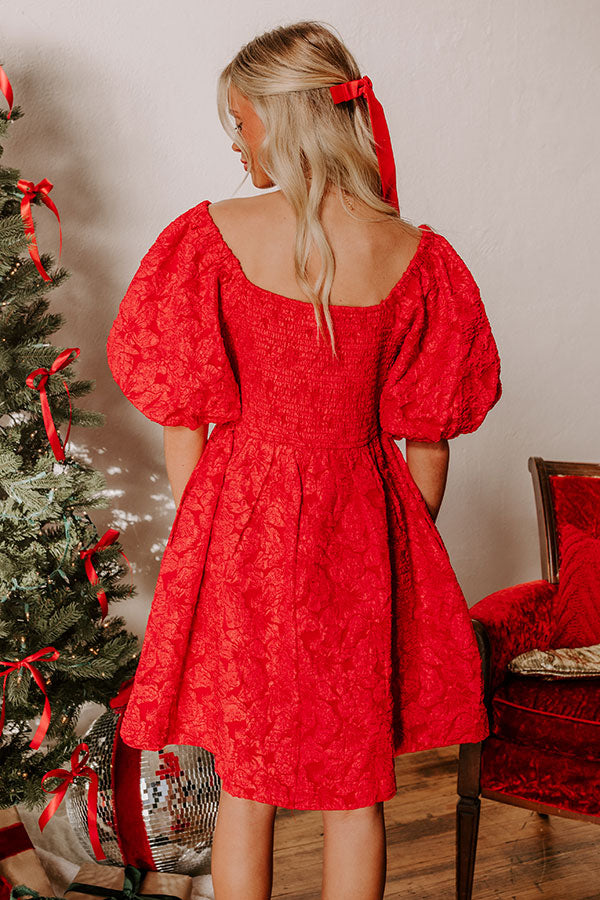 Ultimate Holiday Happiness Jacquard Mini Dress - Red