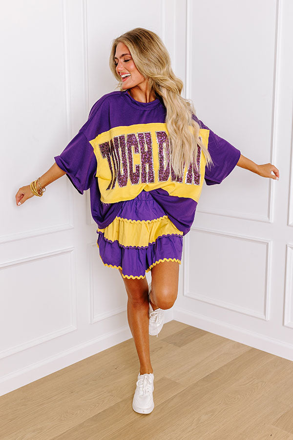 Ultimate Touchdown Sequin Oversized Tee - Purple