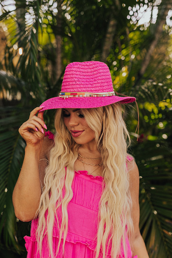 Premium Tropical Shoreline Sun Hat in Vibrant Hot Pink