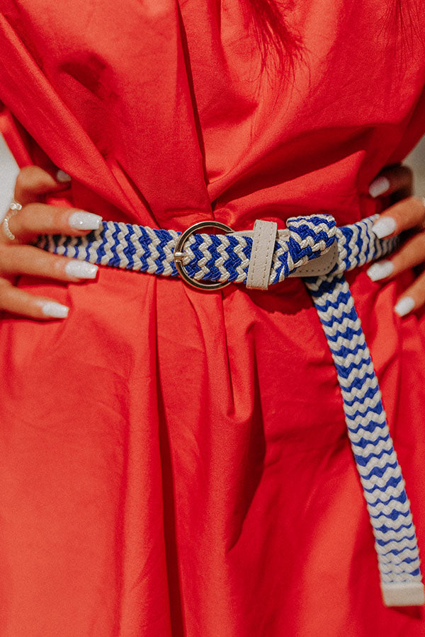 Premium On The Boat Woven Belt - Blue & White Striped