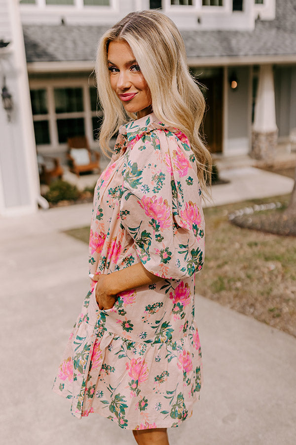 Premium Blushing Bliss Floral Mini Dress