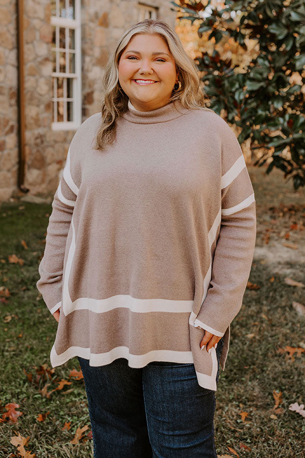 Premium Oversized Knit Sweater - Taupe Curves