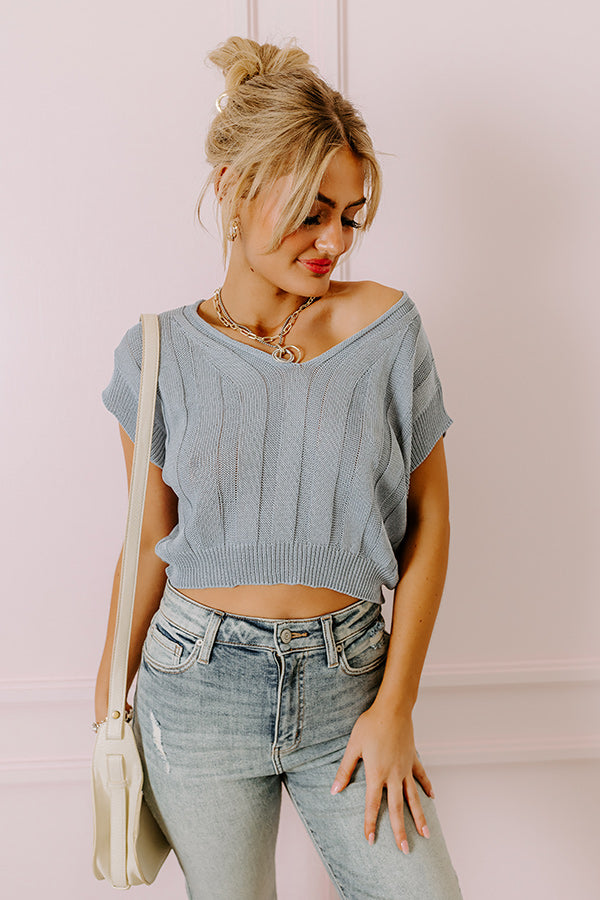 Premium Moonlit Bay Knit Top - Airy Blue Edition