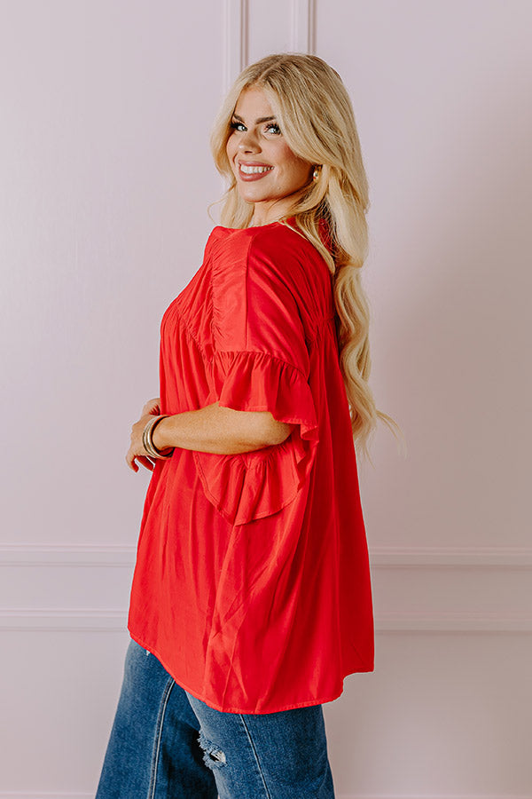 Premium Summer Breeze Shift Top - Red Curves | Flowy & Flattering