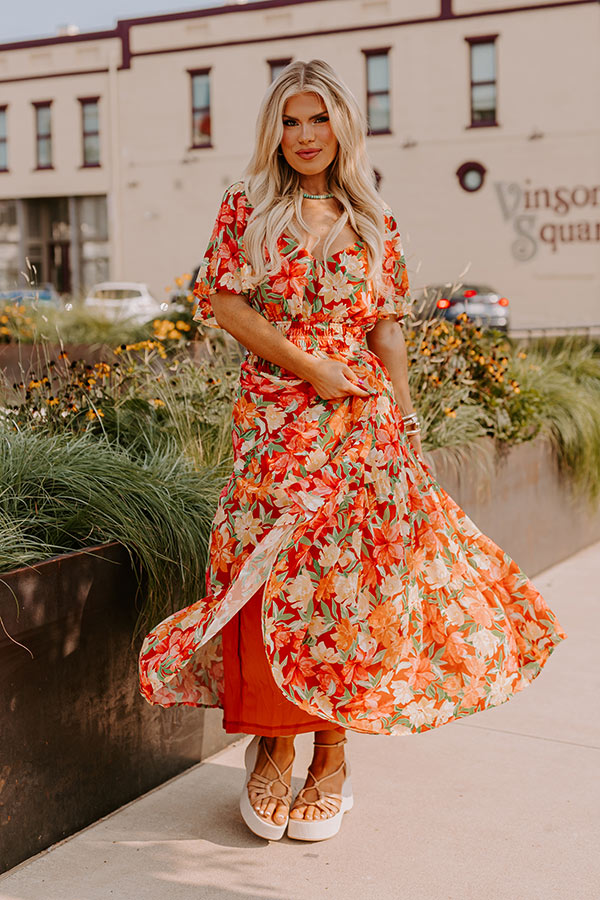 Premium Fall Harvest Floral Maxi Dress - Ultimate Curve Flattering Design