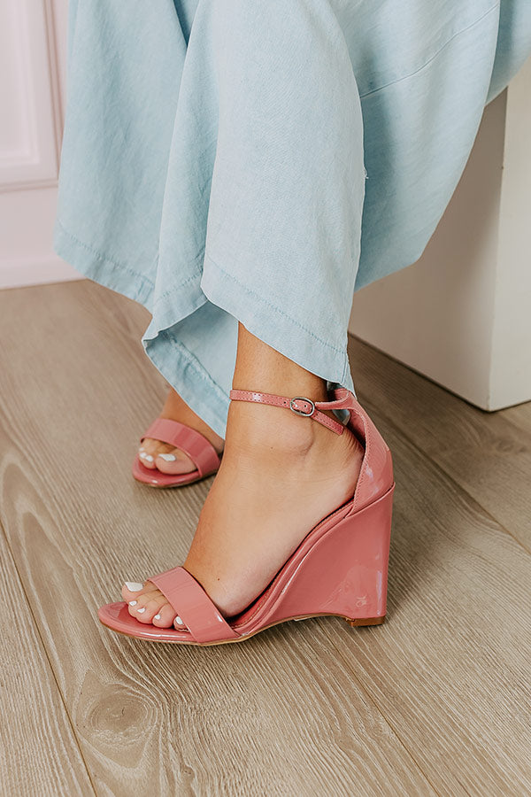 Premium Penelope Patent Wedge - Dark Blush Elegance