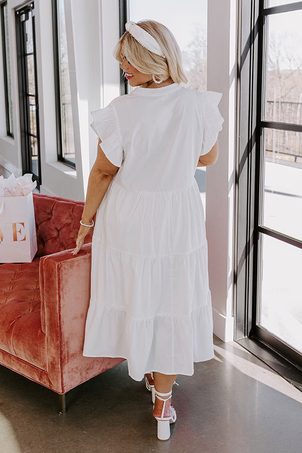 Premium White Curves Midi Dress - Effortlessly Elegant