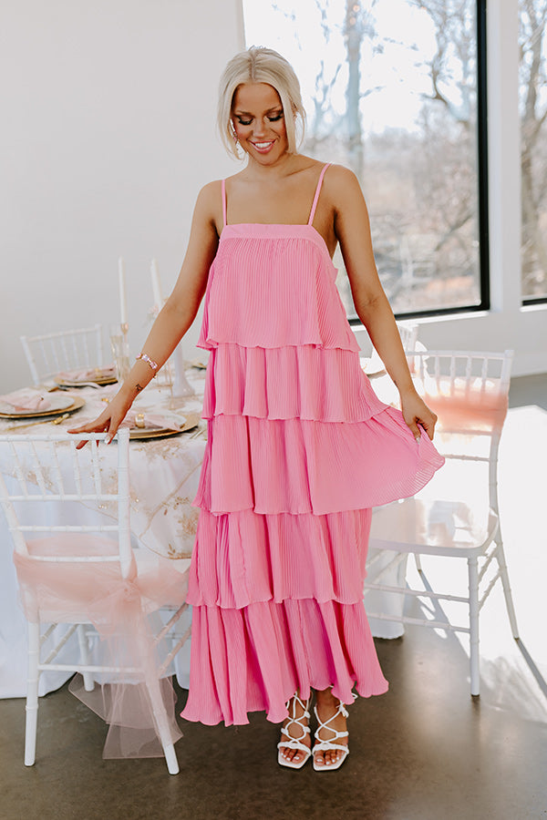 Ultimate Dreamy Mood Pleated Midi Dress - Pink