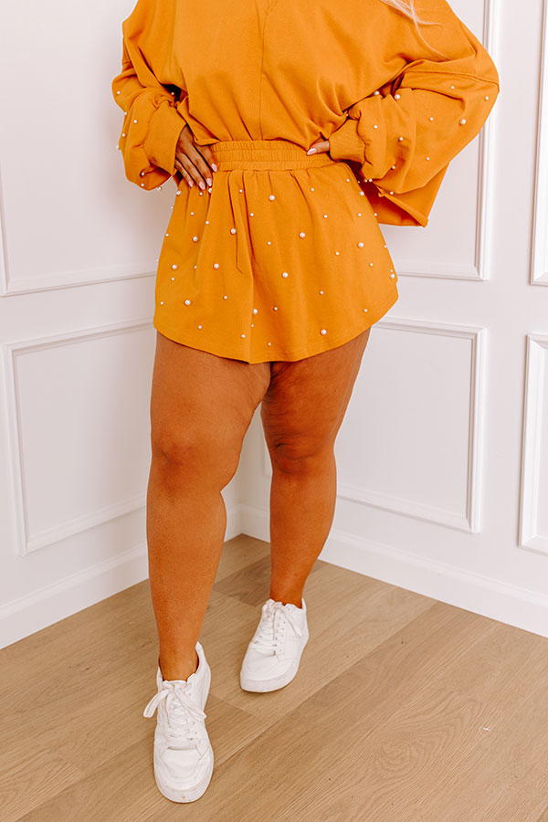 Ultimate Sideline Chic High Waist Pearl Skort - Rust Curves Edition