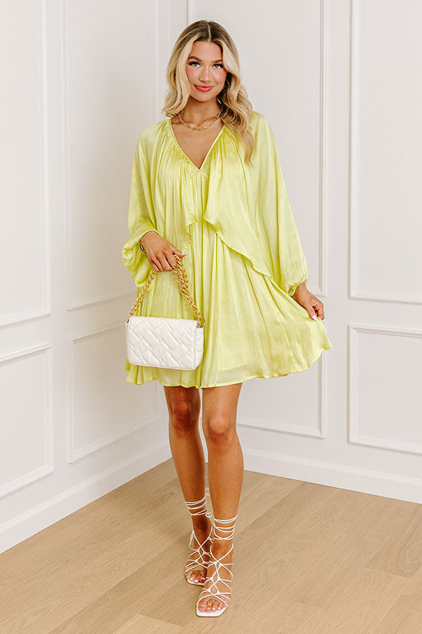 Ultimate Elegance: Premium Yellow Satin Dress with Batwing Sleeves