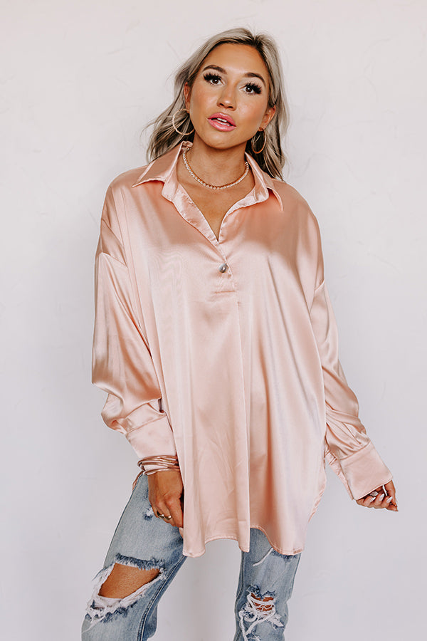 Premium Peach Satin Shift Top - Ultimate Office Elegance