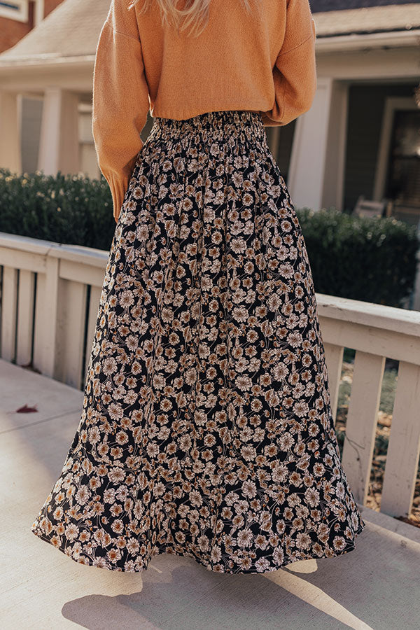 Boho Chic Maxi Skirt with Floral Print