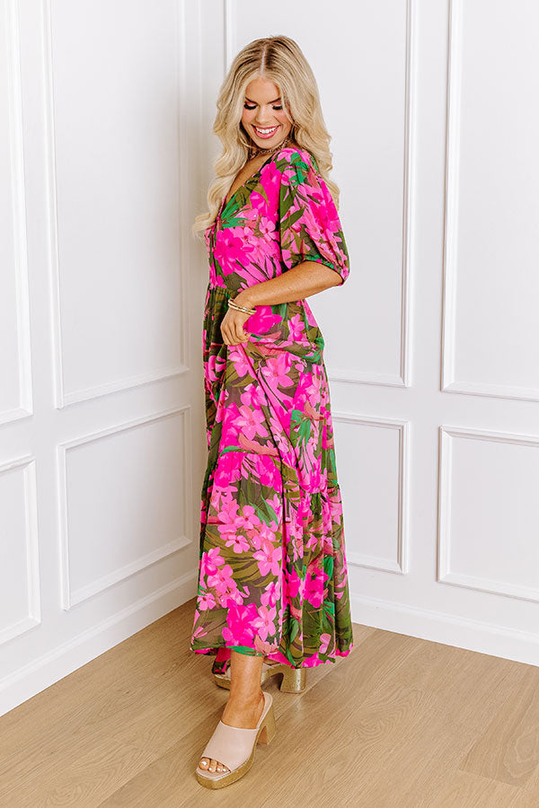 Premium Only Sunshine Floral Maxi Dress - Green Curves Collection