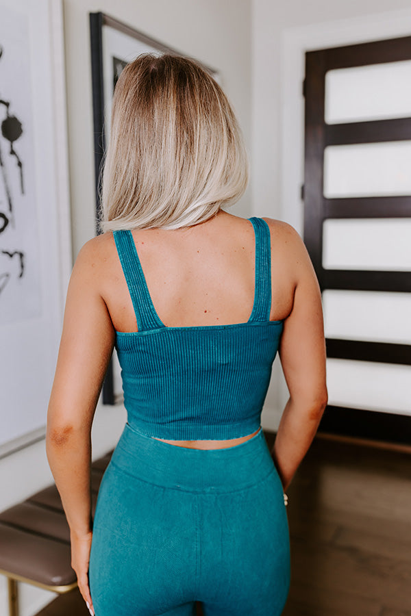 Premium Star Of The Barre Ribbed Crop Top - Jade Elegance