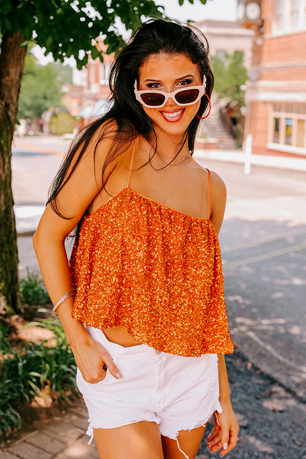 Ultimate Glam Sequin Tank Top - Vibrant Orange