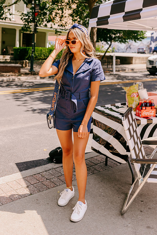 Premium Denim Romper - Navy Blue Ultimate Style